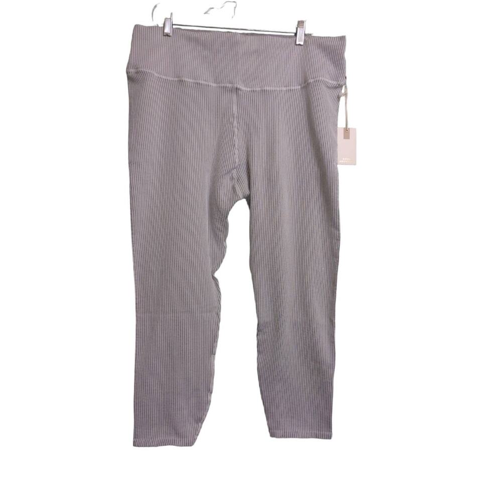 Good American Seamless Ribbed Leggings Gray White High Rise 7/8 (4XL/5XL) New